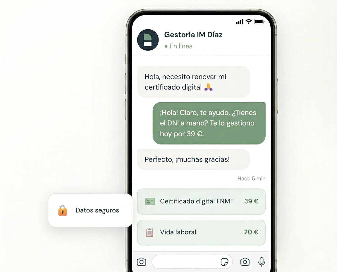 Mockup de la app de Gestoría IM Díaz en móvil
